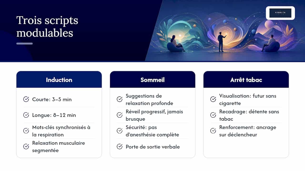 Trois scripts modulables à utiliser en séance — overview diagram