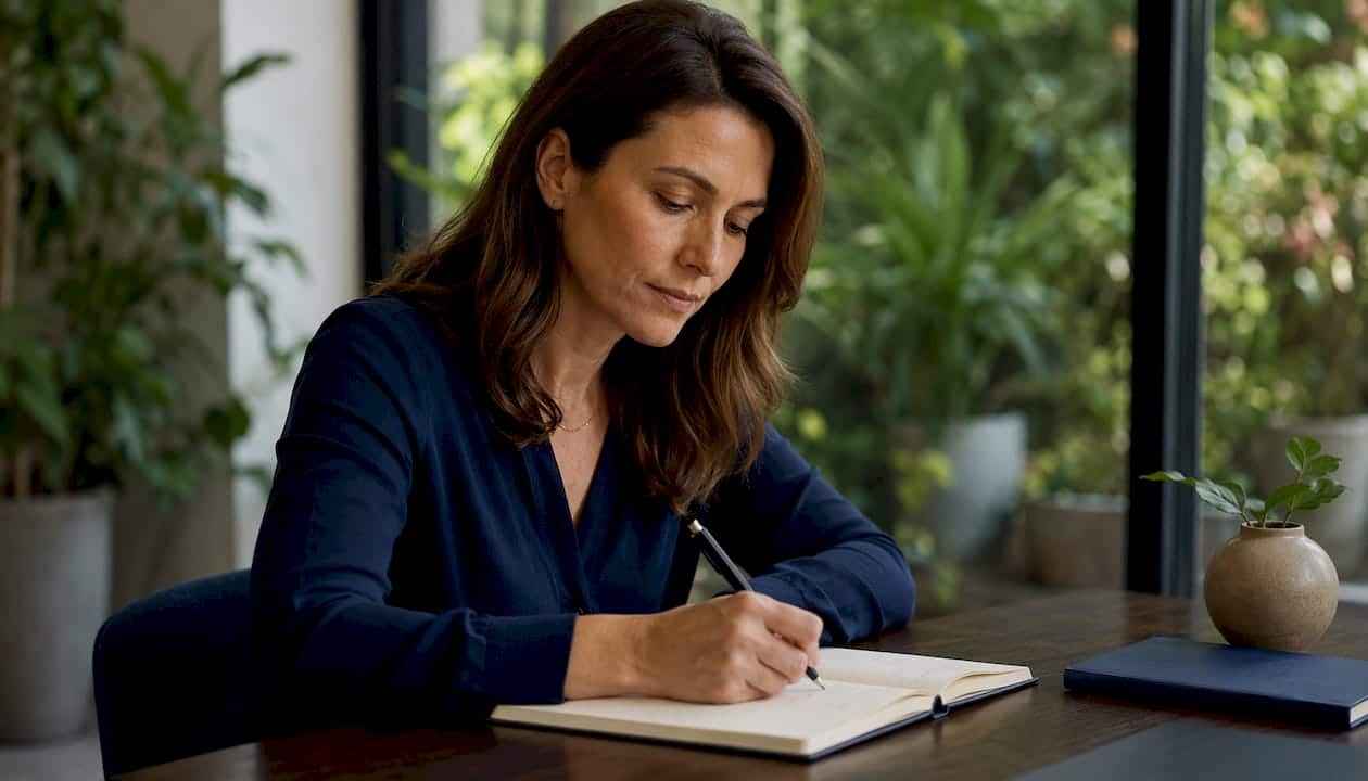 Un thérapeute en train de prendre des notes avant une séance