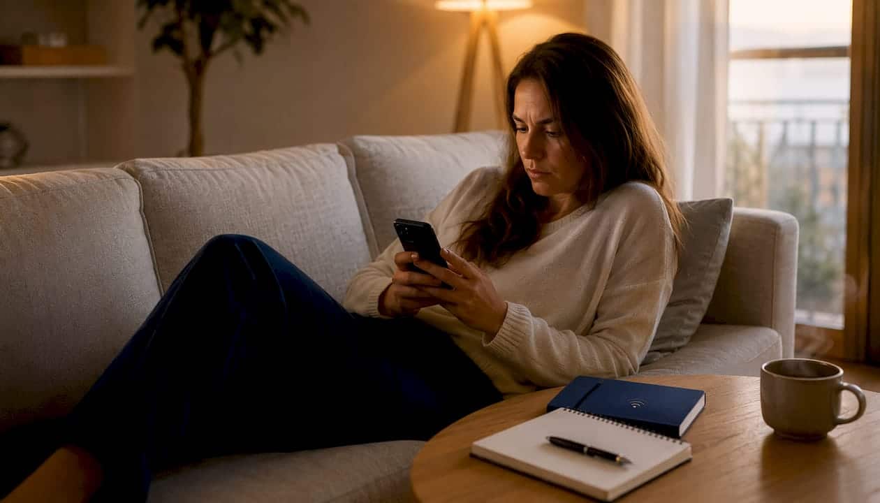 Des mains de femme en train de déverrouiller leur smartphone