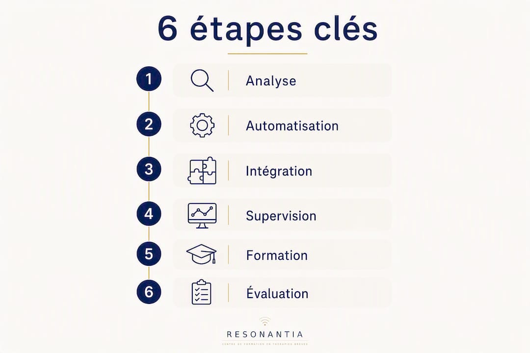 Découvrez en un clin d’œil les 6 étapes essentielles qui structurent le processus de coaching grâce à cette infographie.