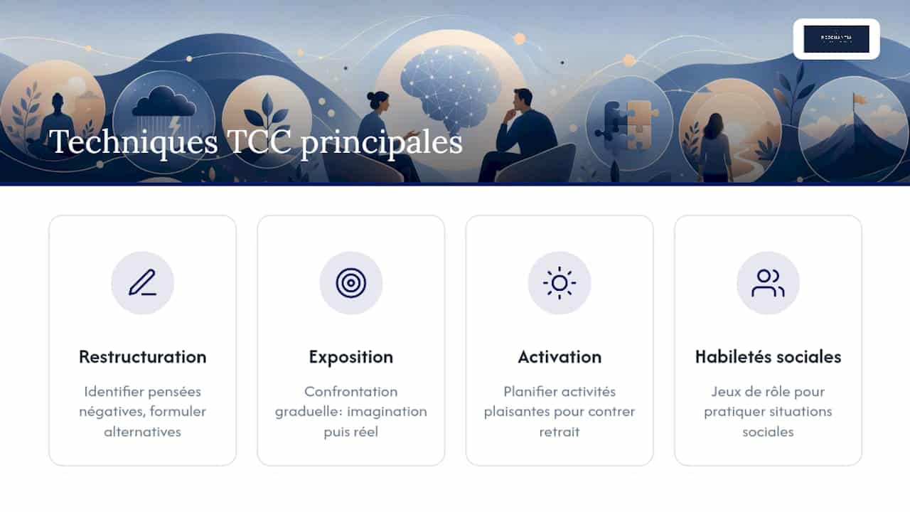 Quelles techniques le praticien TCC utilise-t-il concrètement ? — overview diagram