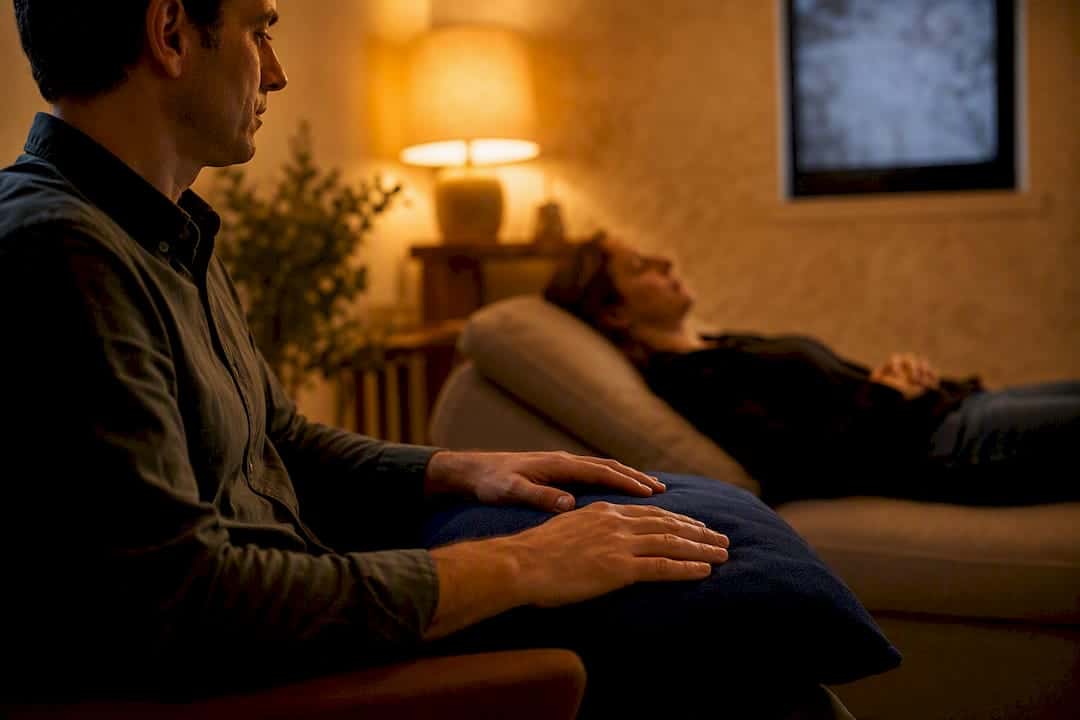 Un thérapeute observant le rythme respiratoire du patient