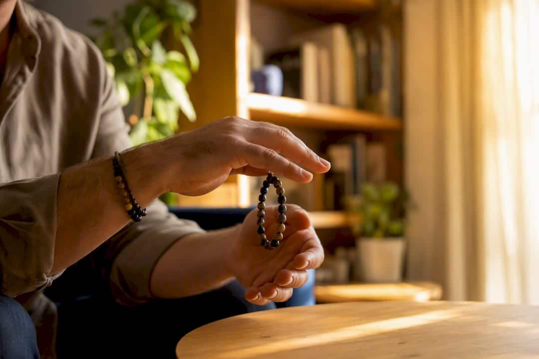 Mains du thérapeute tenant une compresse chaude pendant une séance d'hypnose