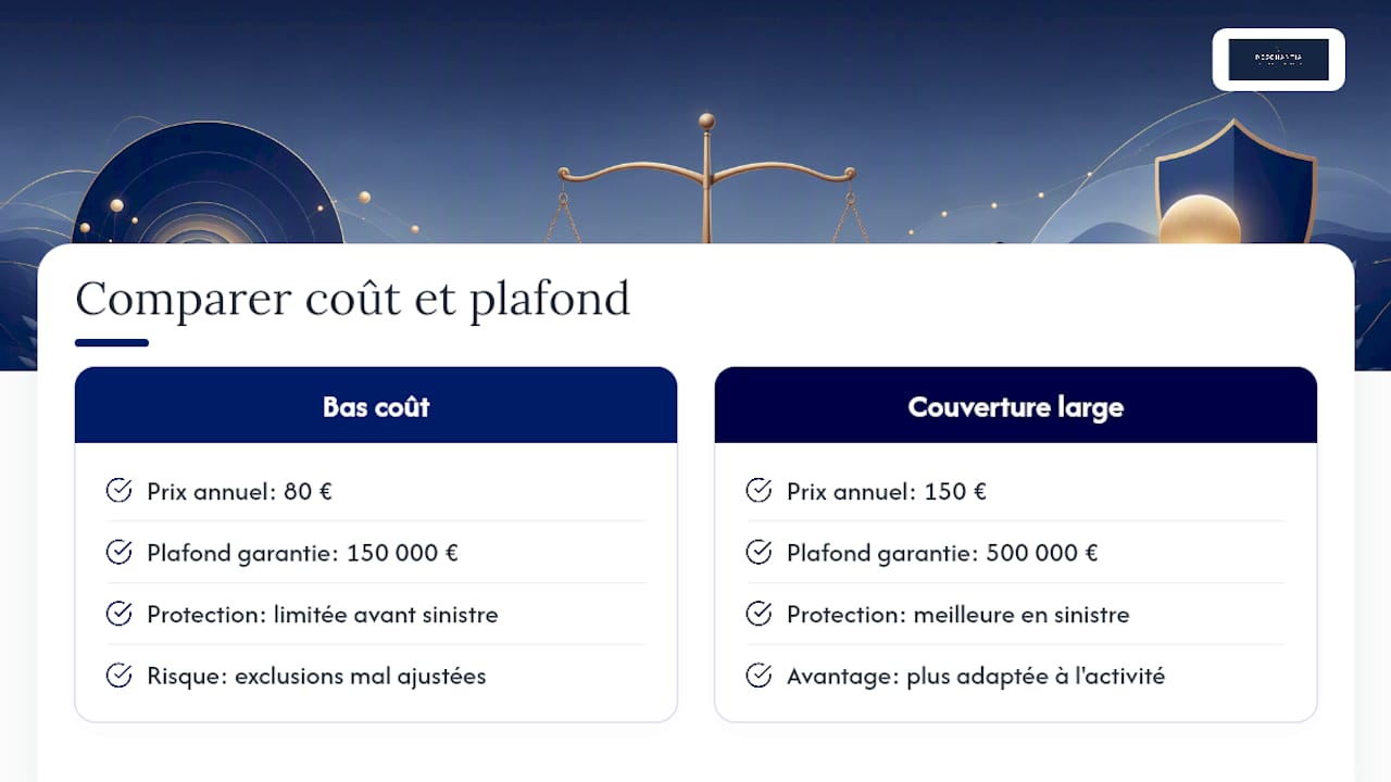 Infographie comparative des coûts et garanties d'assurance