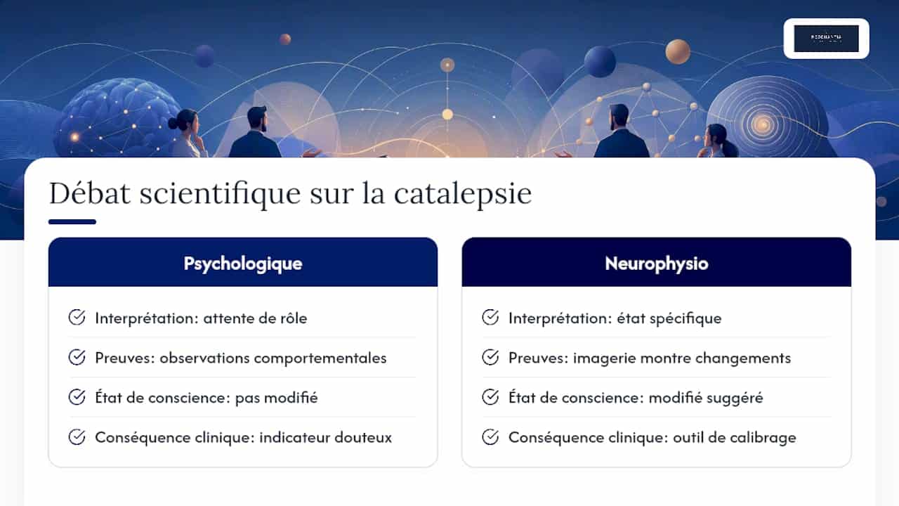 Schéma comparant les approches psychologiques et neurophysiologiques de la catalepsie