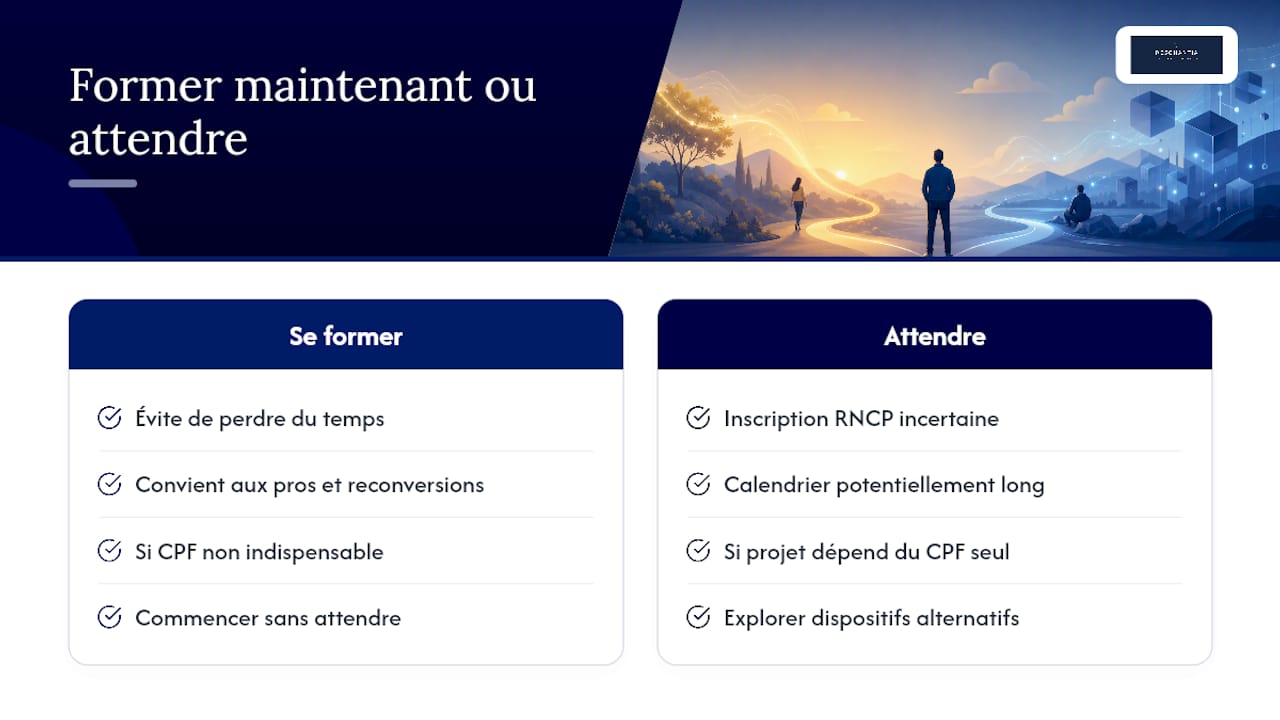 Se former maintenant ou attendre une reconnaissance officielle du CPF ? — overview diagram