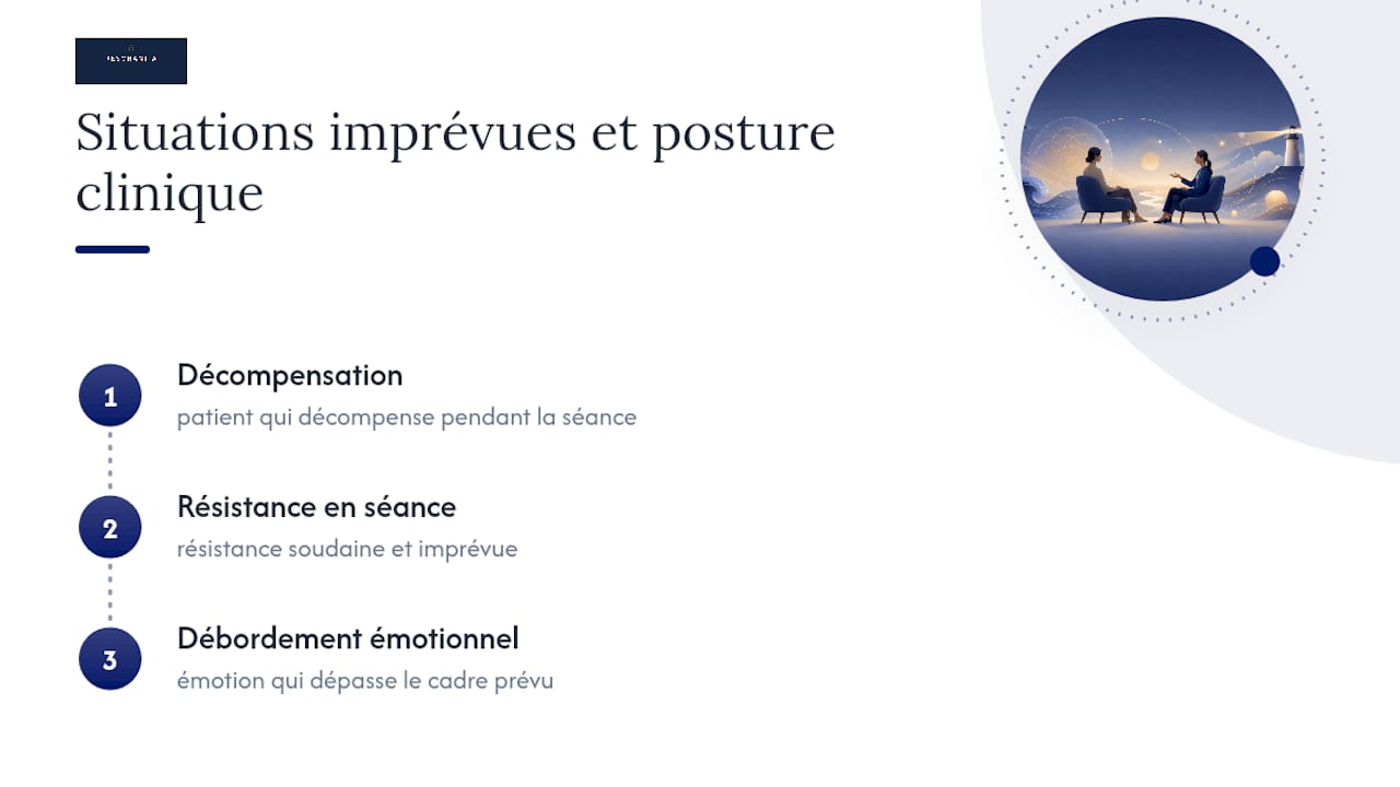 Trois cas cliniques imprévus en séance