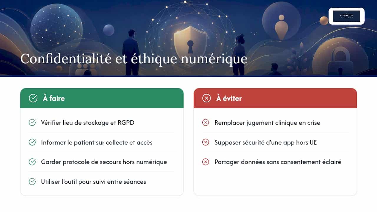 Confidentialité et éthique des outils numériques en TCC — overview diagram