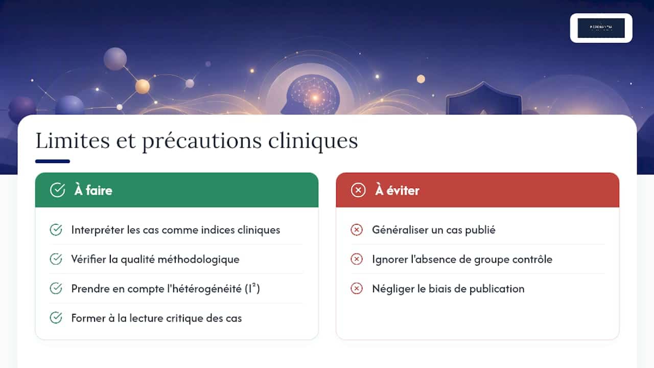 Que disent réellement les résultats cliniques, et où sont leurs limites ? — overview diagram
