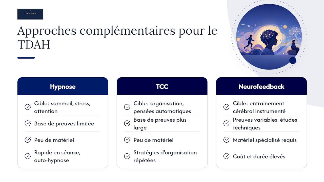Hypnose ou autres approches complémentaires : que choisir pour le TDAH — overview diagram